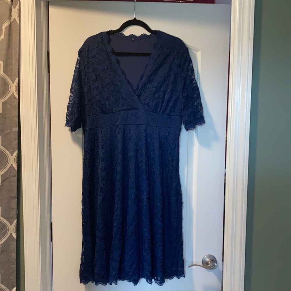 New dark blue lace dress